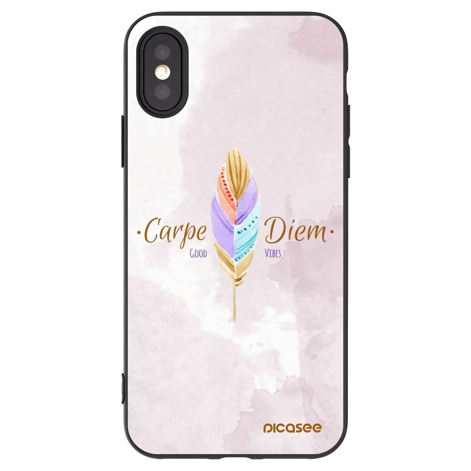 Picasee Apple iPhone X/XS Hülle - Schwarzes Silikon - Genieße den Tag