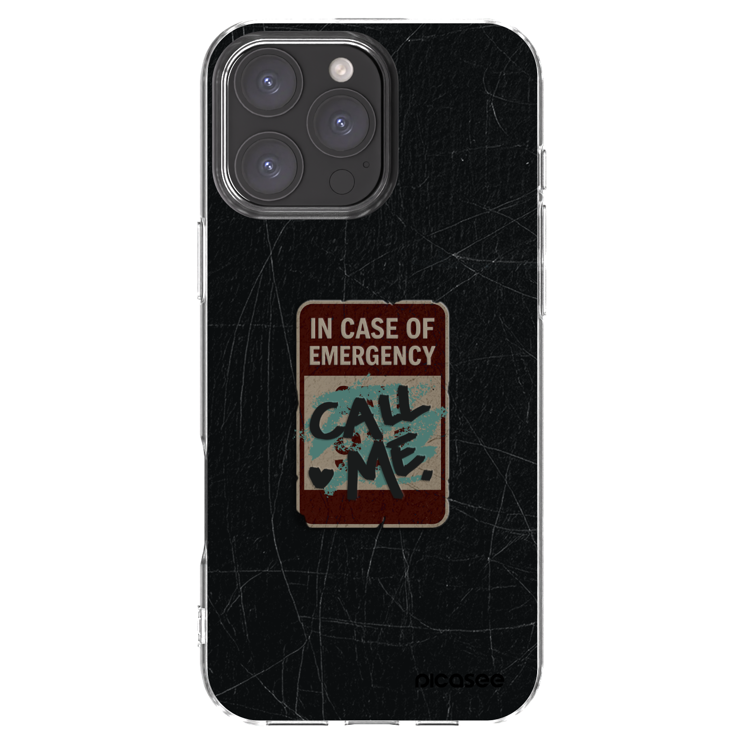 Picasee Apple iPhone 16 Pro Max Hülle - Transparentes Silikon - EMERGENCY