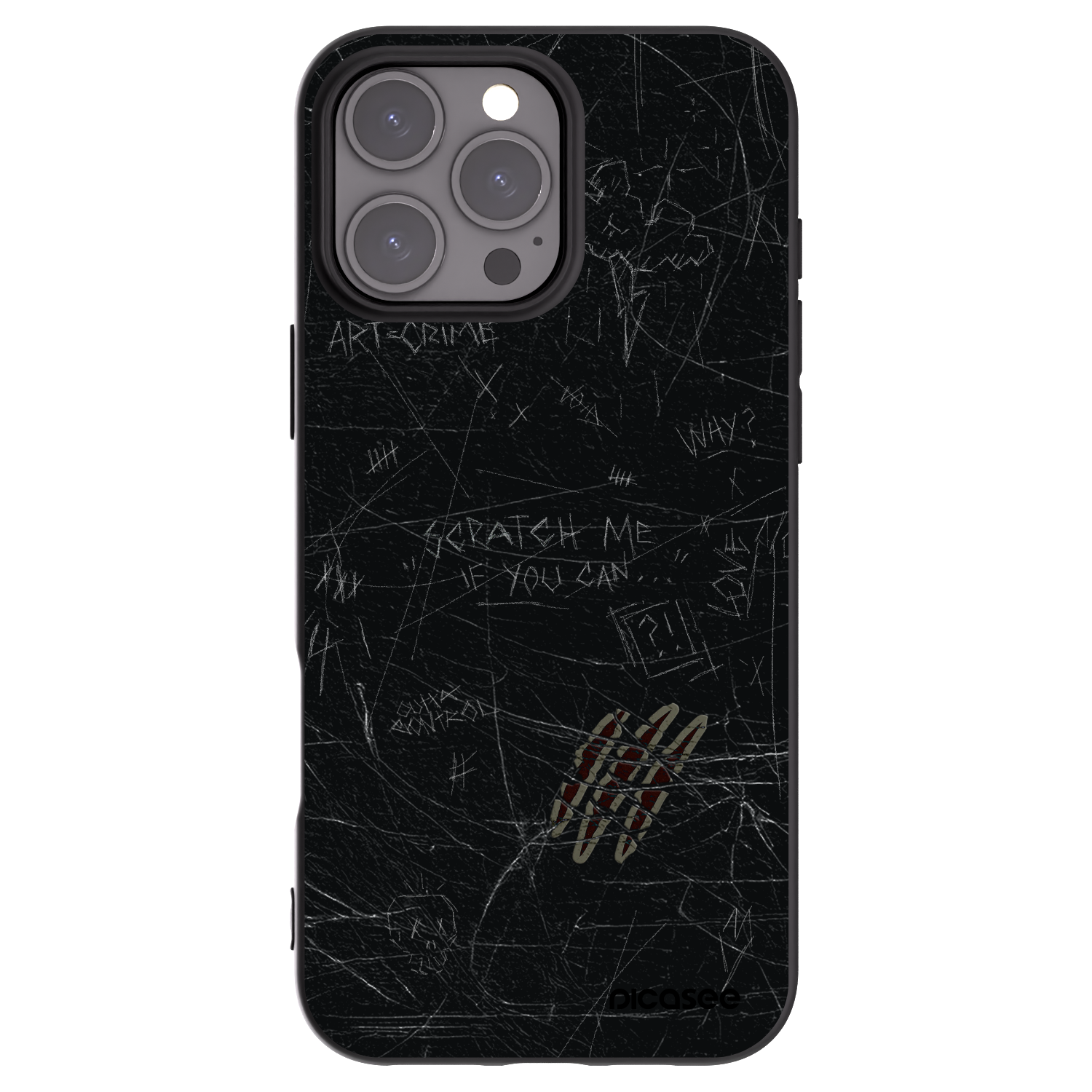 Picasee Apple iPhone 16 Pro Max Hülle - Schwarzes Silikon - SCRATCH