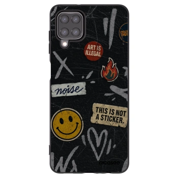Picasee Samsung Galaxy A12 A125F Hülle - Schwarzes Silikon - STICKERS x TAGS