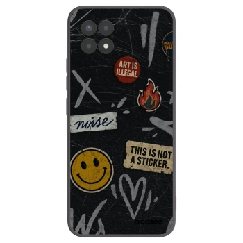 Picasee Realme 8i Hülle - Schwarzes Silikon - STICKERS x TAGS