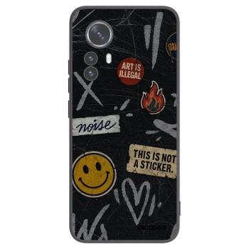 Picasee Xiaomi 12 Pro Hülle - Schwarzes Silikon - STICKERS x TAGS