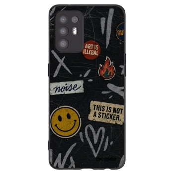 Picasee OPPO A94 5G Hülle - Schwarzes Silikon - STICKERS x TAGS