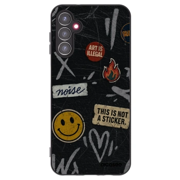 Picasee Samsung Galaxy A14 4G A145R Hülle - Schwarzes Silikon - STICKERS x TAGS