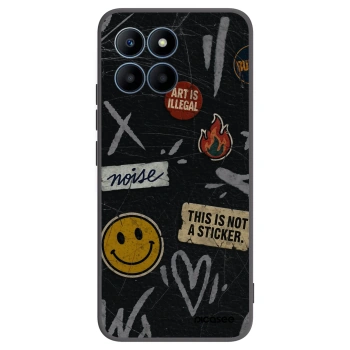 Picasee Honor 70 Lite Hülle - Schwarzes Silikon - STICKERS x TAGS