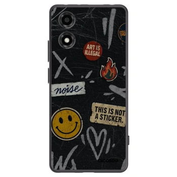 Picasee Motorola Moto E14 Hülle - Schwarzes Silikon - STICKERS x TAGS