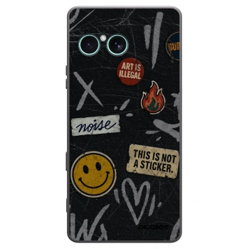 Picasee Sony Xperia 10 VII Hülle - Schwarzes Silikon - STICKERS x TAGS