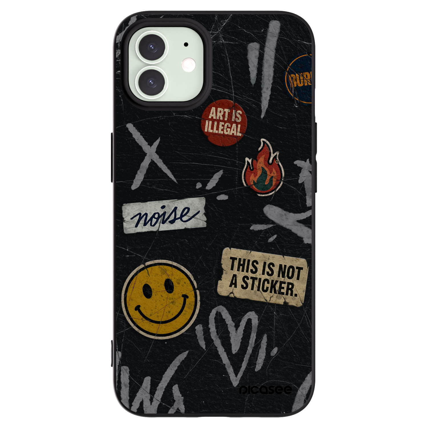 Picasee Apple iPhone 12 Hülle - Schwarzes Silikon - STICKERS x TAGS