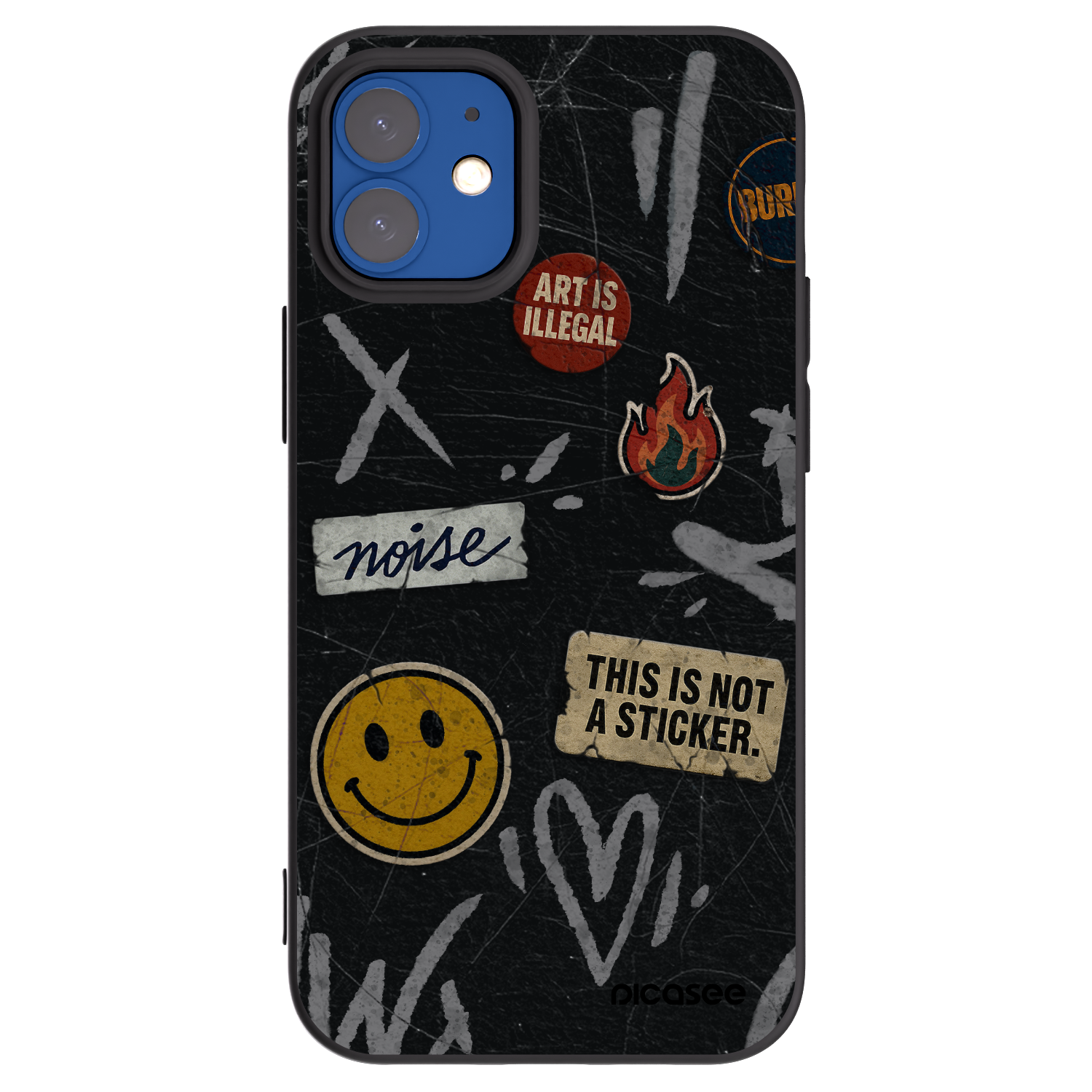 Picasee Apple iPhone 12 mini Hülle - Schwarzes Silikon - STICKERS x TAGS