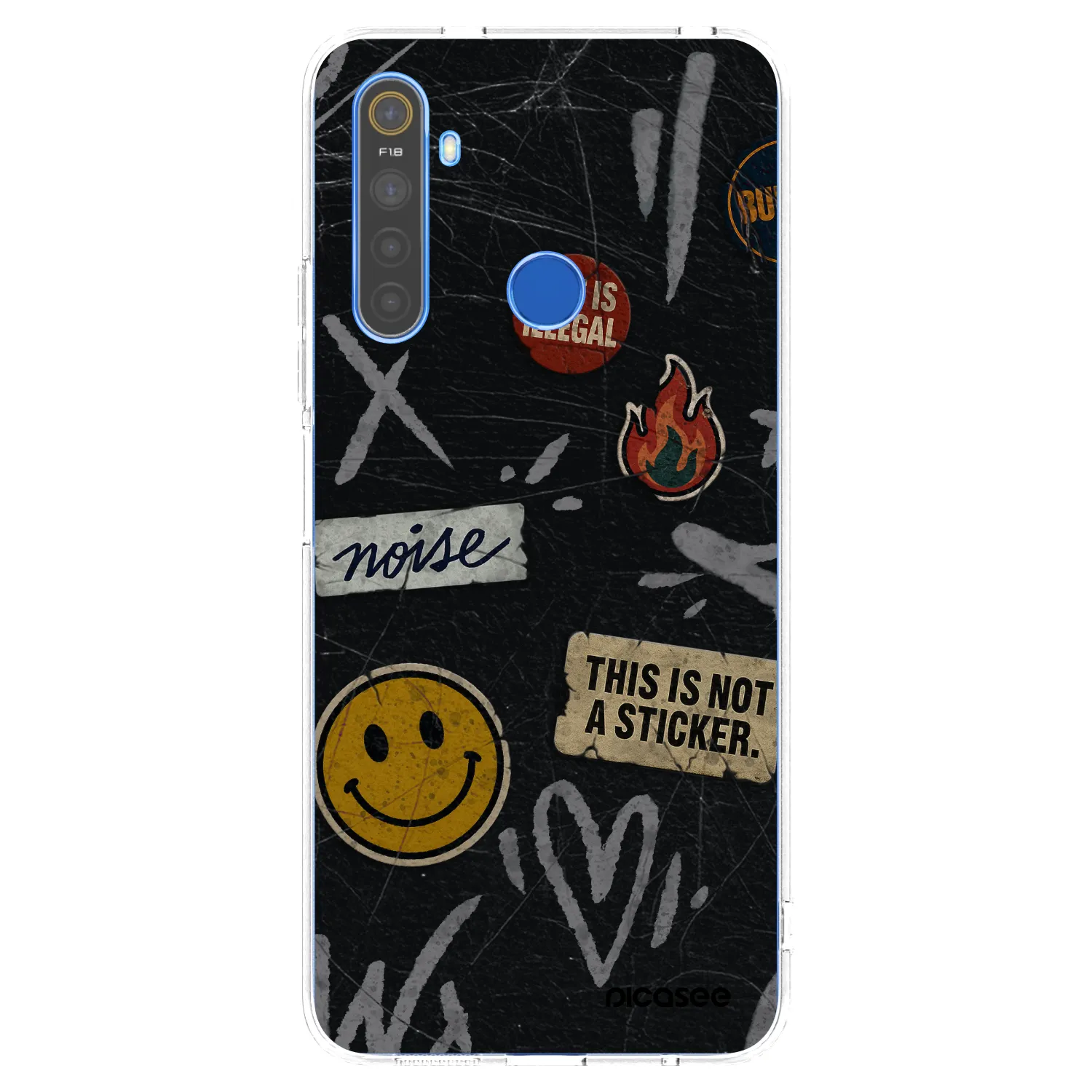 Picasee Realme 5 Hülle - Transparentes Silikon - STICKERS x TAGS