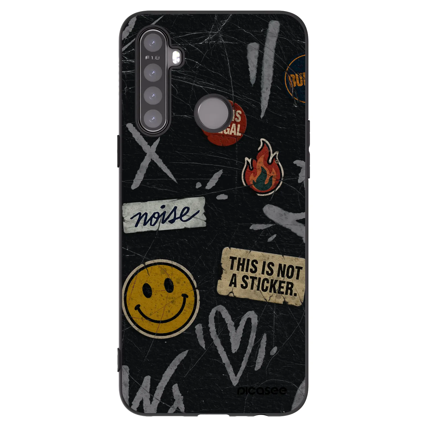 Picasee Realme 5 Hülle - Schwarzes Silikon - STICKERS x TAGS