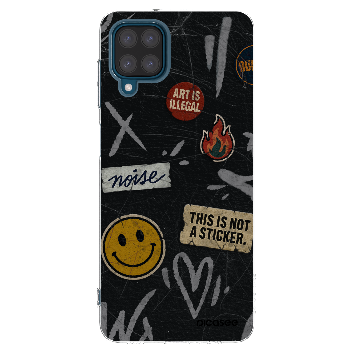 Picasee Samsung Galaxy A12 A125F Hülle - Transparentes Silikon - STICKERS x TAGS