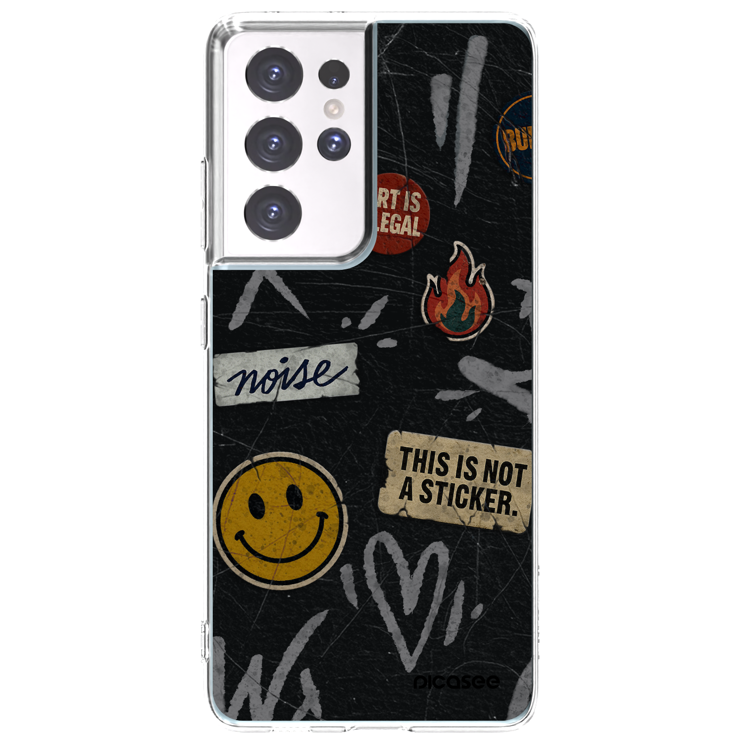 Picasee Samsung Galaxy S21 Ultra 5G G998B Hülle - Transparentes Silikon - STICKERS x TAGS