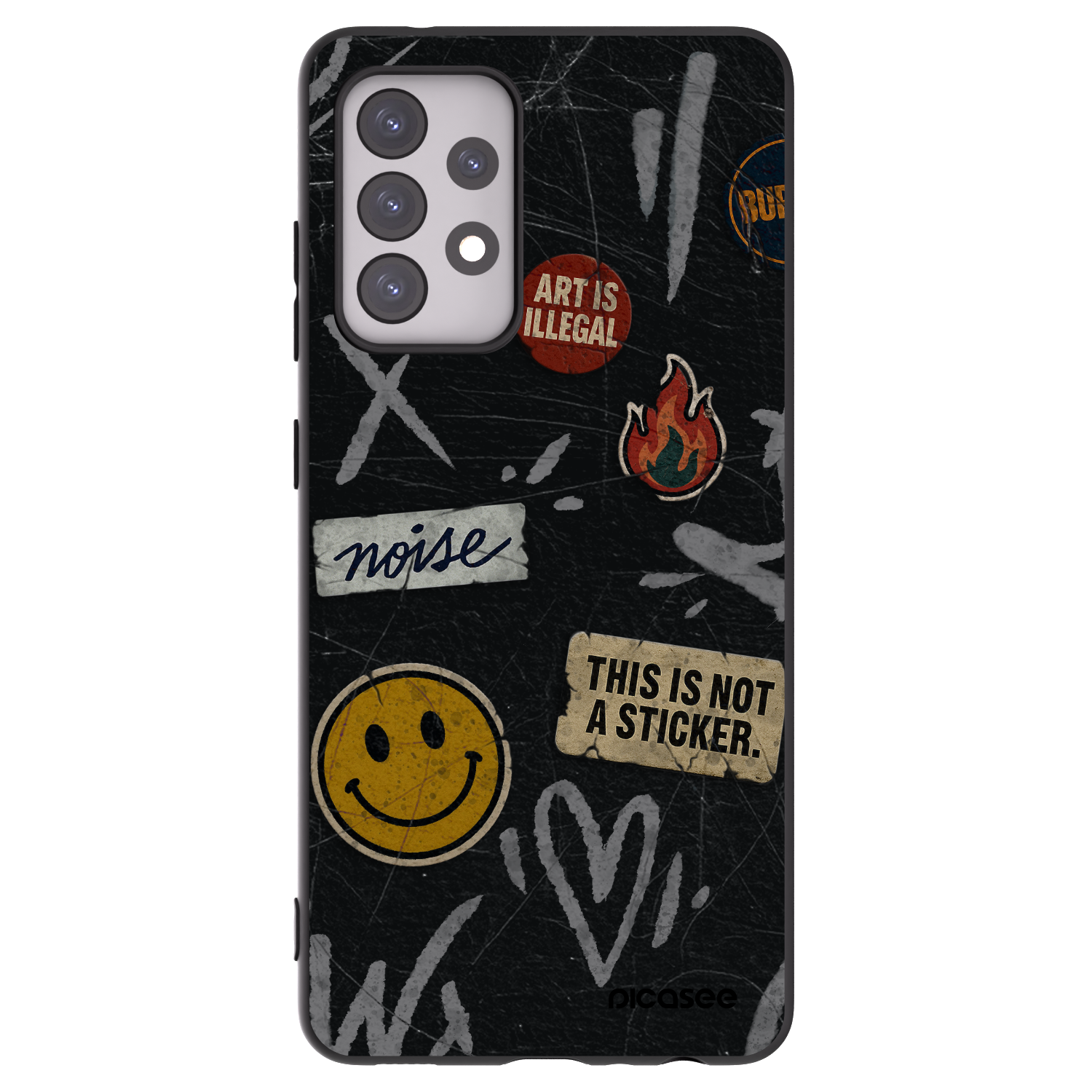 Picasee Samsung Galaxy A52 5G A525F Hülle - Schwarzes Silikon - STICKERS x TAGS