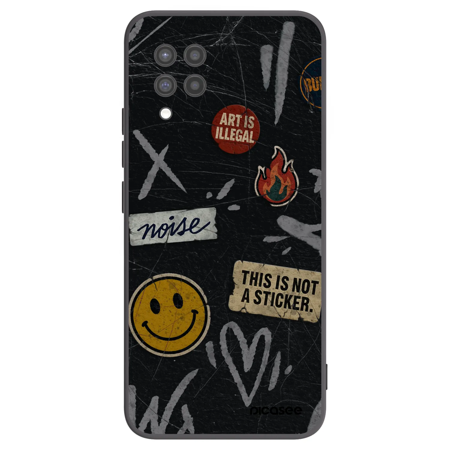 Picasee Samsung Galaxy A42 A426B Hülle - Schwarzes Silikon - STICKERS x TAGS