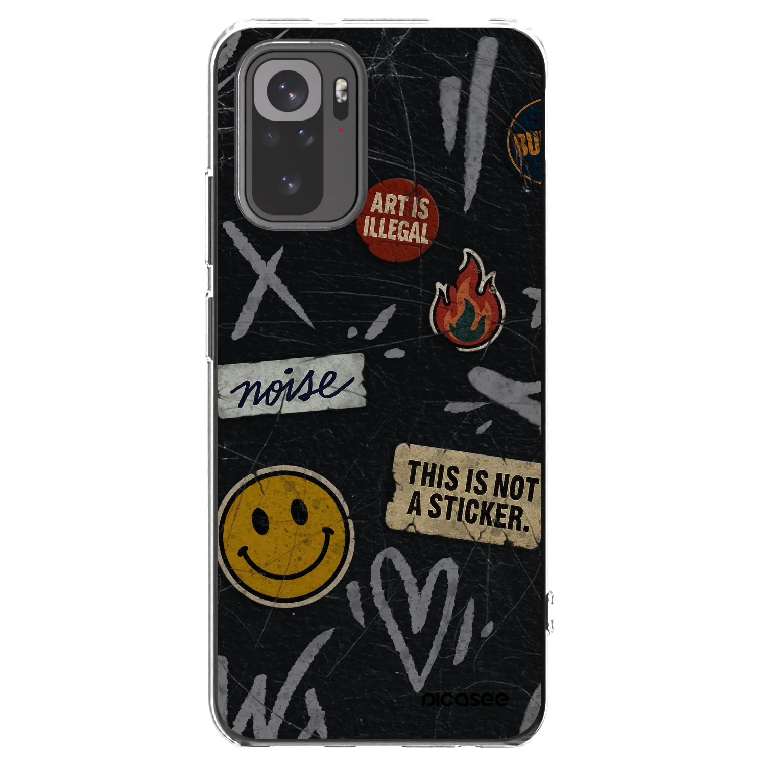 Picasee Xiaomi Redmi Note 10S Hülle - Transparentes Silikon - STICKERS x TAGS