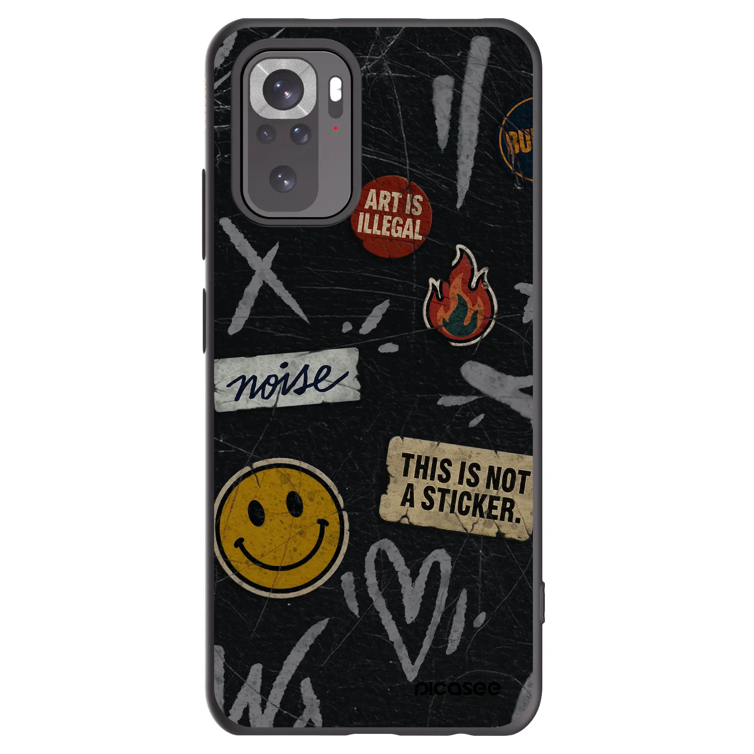 Picasee Xiaomi Redmi Note 10S Hülle - Schwarzes Silikon - STICKERS x TAGS
