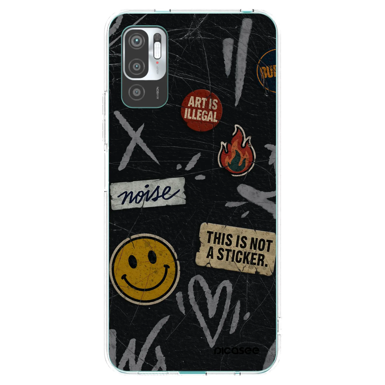 Picasee Xiaomi Redmi Note 10 5G Hülle - Transparentes Silikon - STICKERS x TAGS