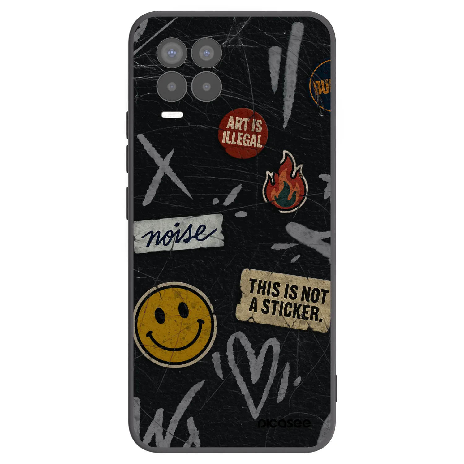 Picasee Realme 8 Pro Hülle - Schwarzes Silikon - STICKERS x TAGS