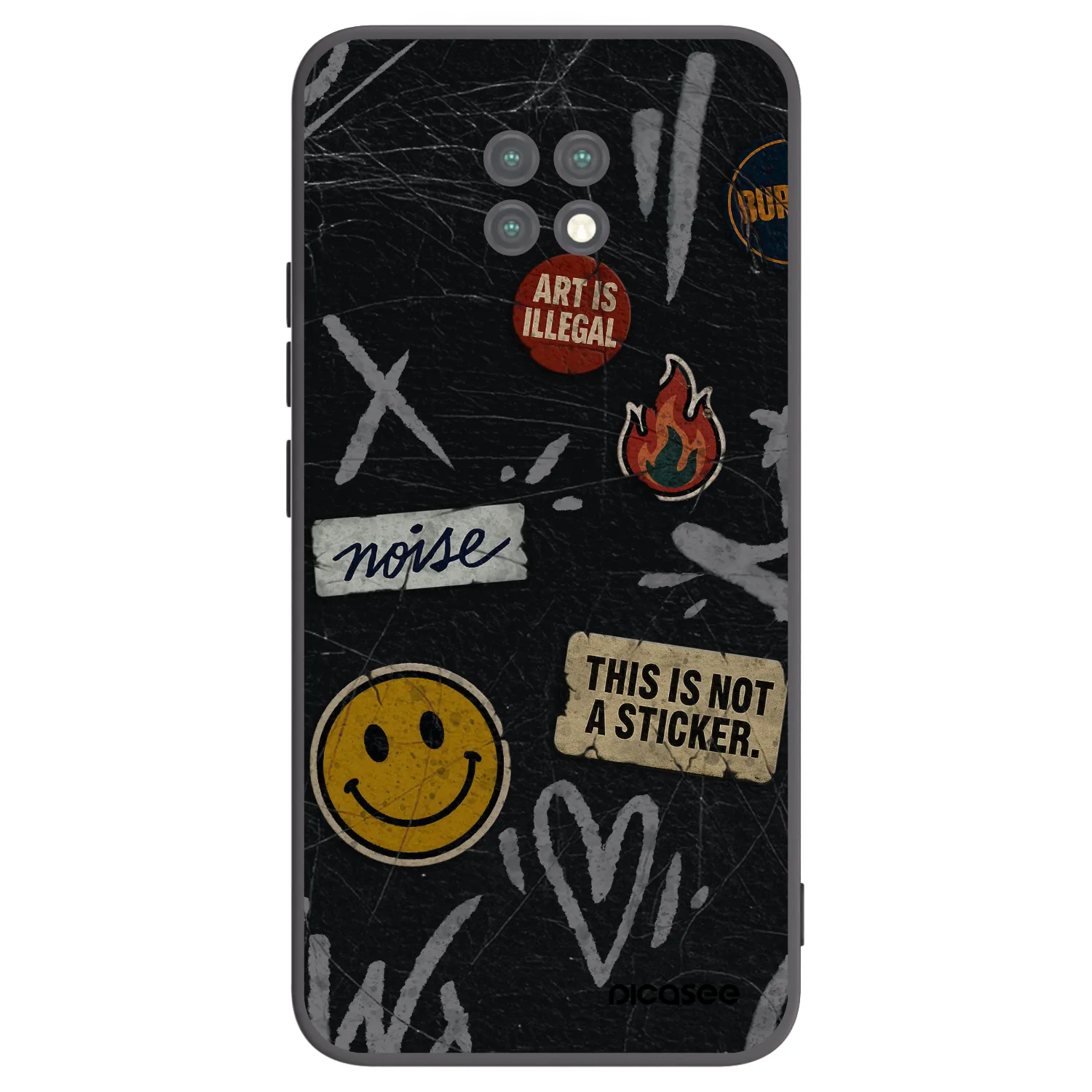 Picasee Xiaomi Redmi Note 9T Hülle - Schwarzes Silikon - STICKERS x TAGS