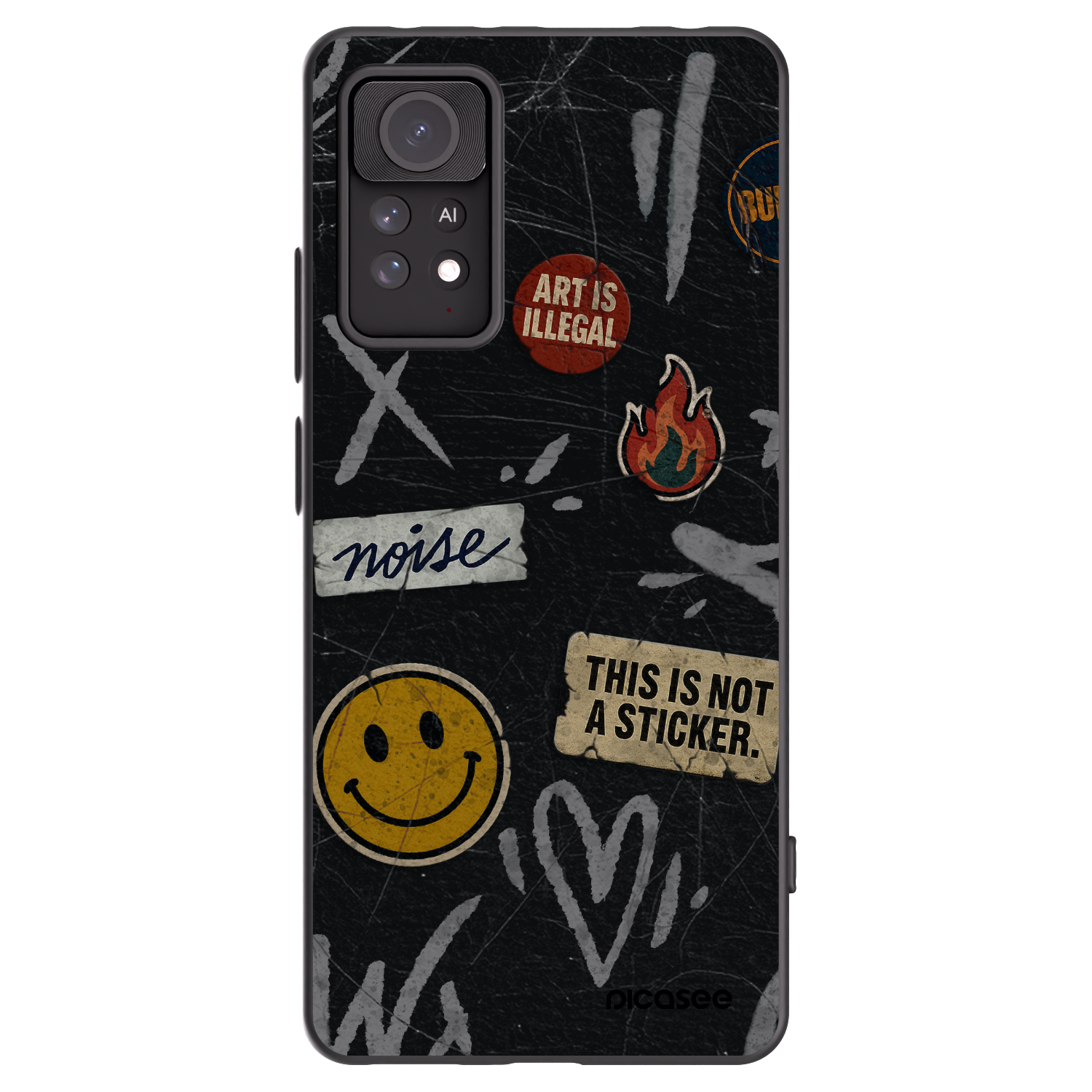 Picasee Xiaomi Redmi Note 11 Pro Hülle - Schwarzes Silikon - STICKERS x TAGS