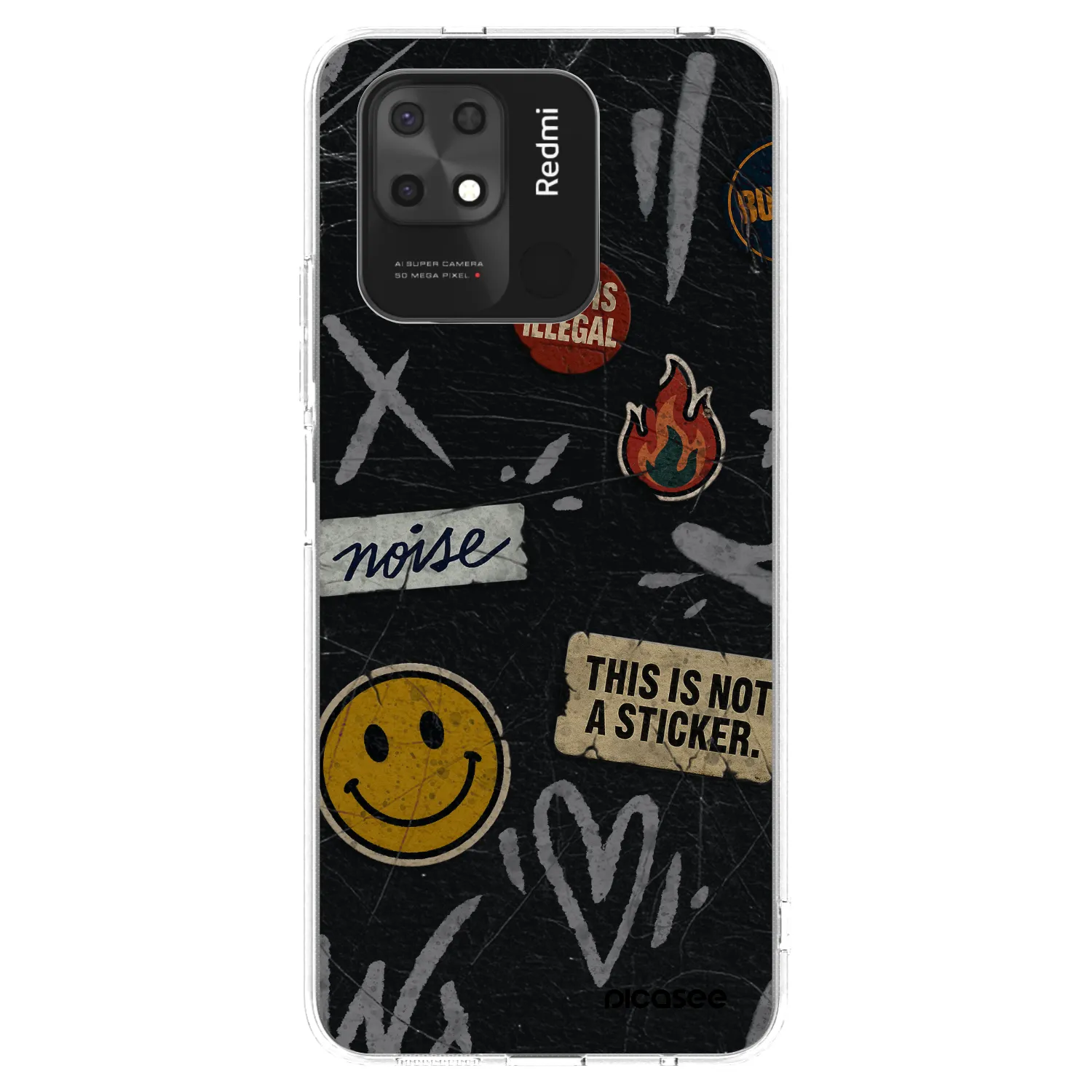 Picasee Xiaomi Redmi 10C Hülle - Transparentes Silikon - STICKERS x TAGS