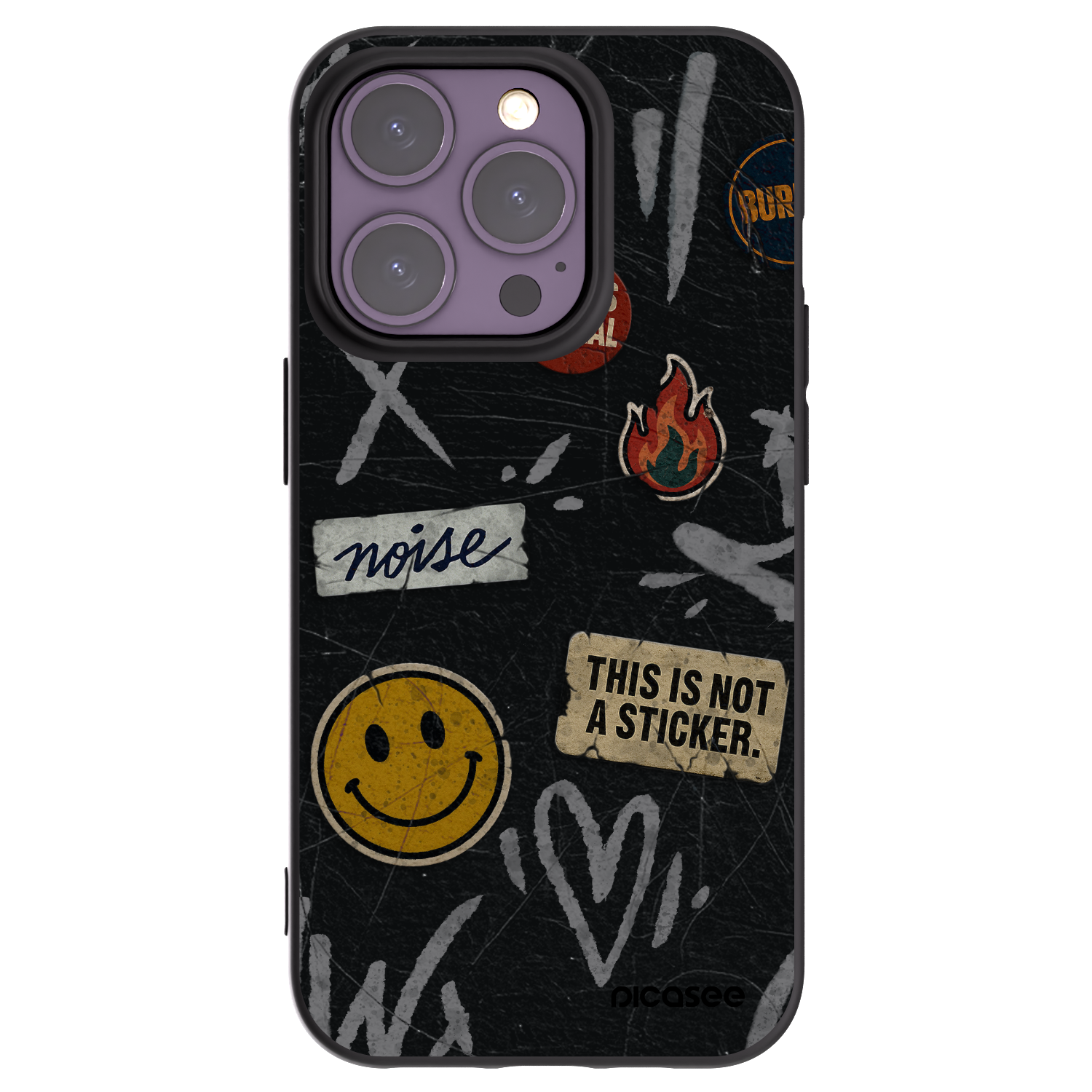 Picasee Apple iPhone 14 Pro Hülle - Schwarzes Silikon - STICKERS x TAGS
