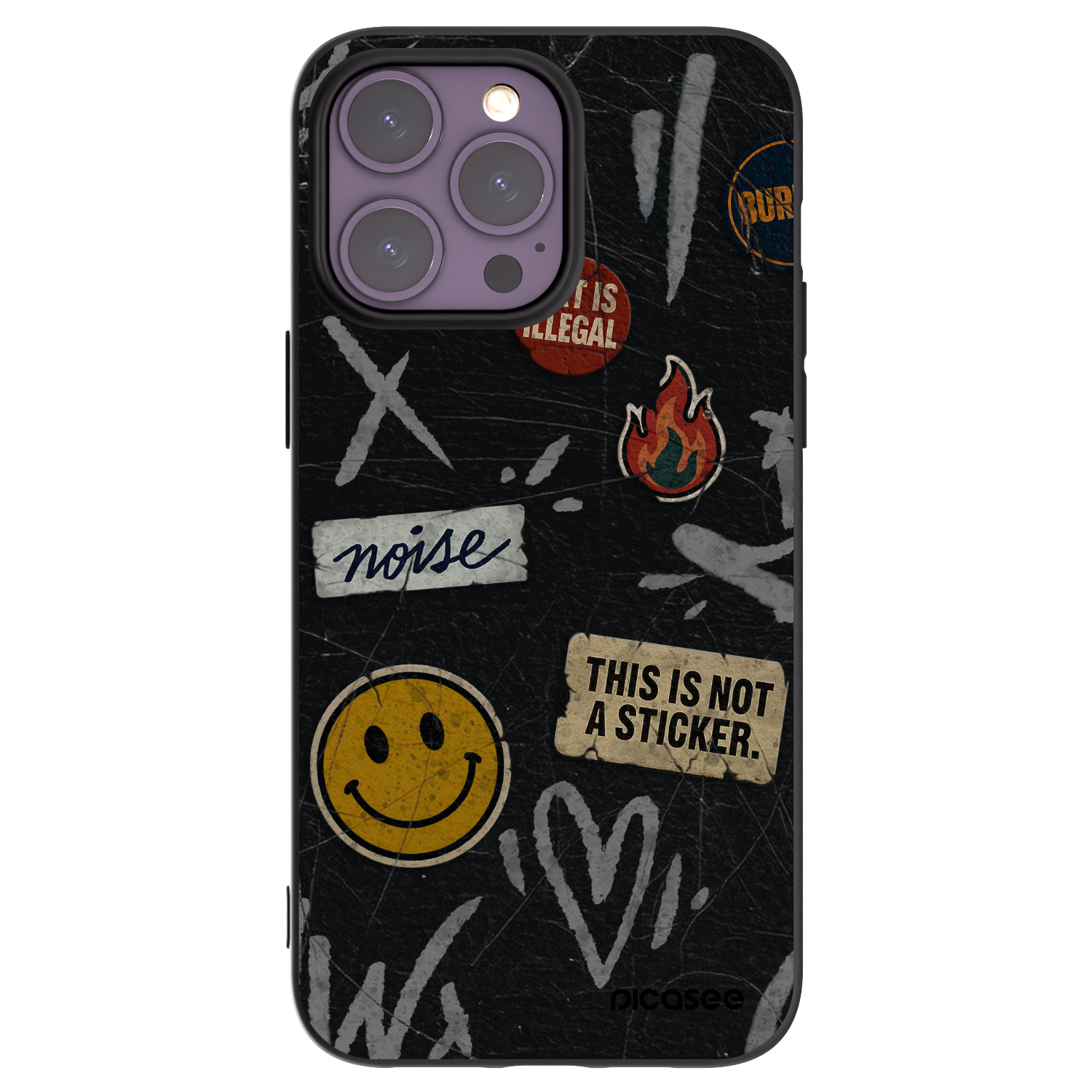 Picasee Apple iPhone 14 Pro Max Hülle - Schwarzes Silikon - STICKERS x TAGS