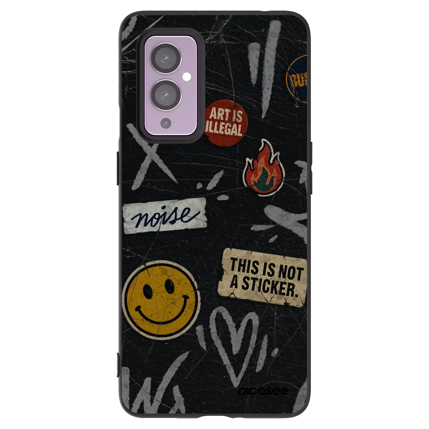 Picasee OnePlus 9 Hülle - Schwarzes Silikon - STICKERS x TAGS