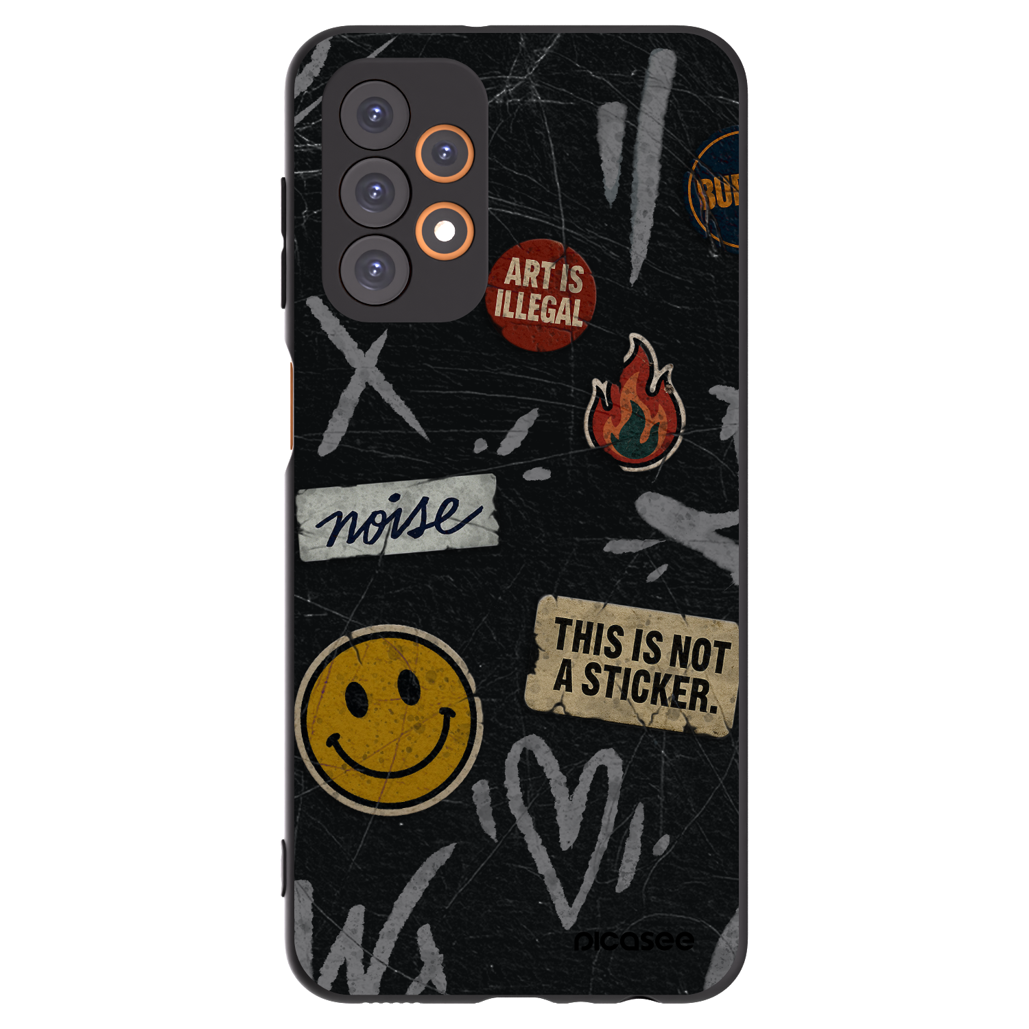 Picasee Samsung Galaxy A23 A235F 4G Hülle - Schwarzes Silikon - STICKERS x TAGS