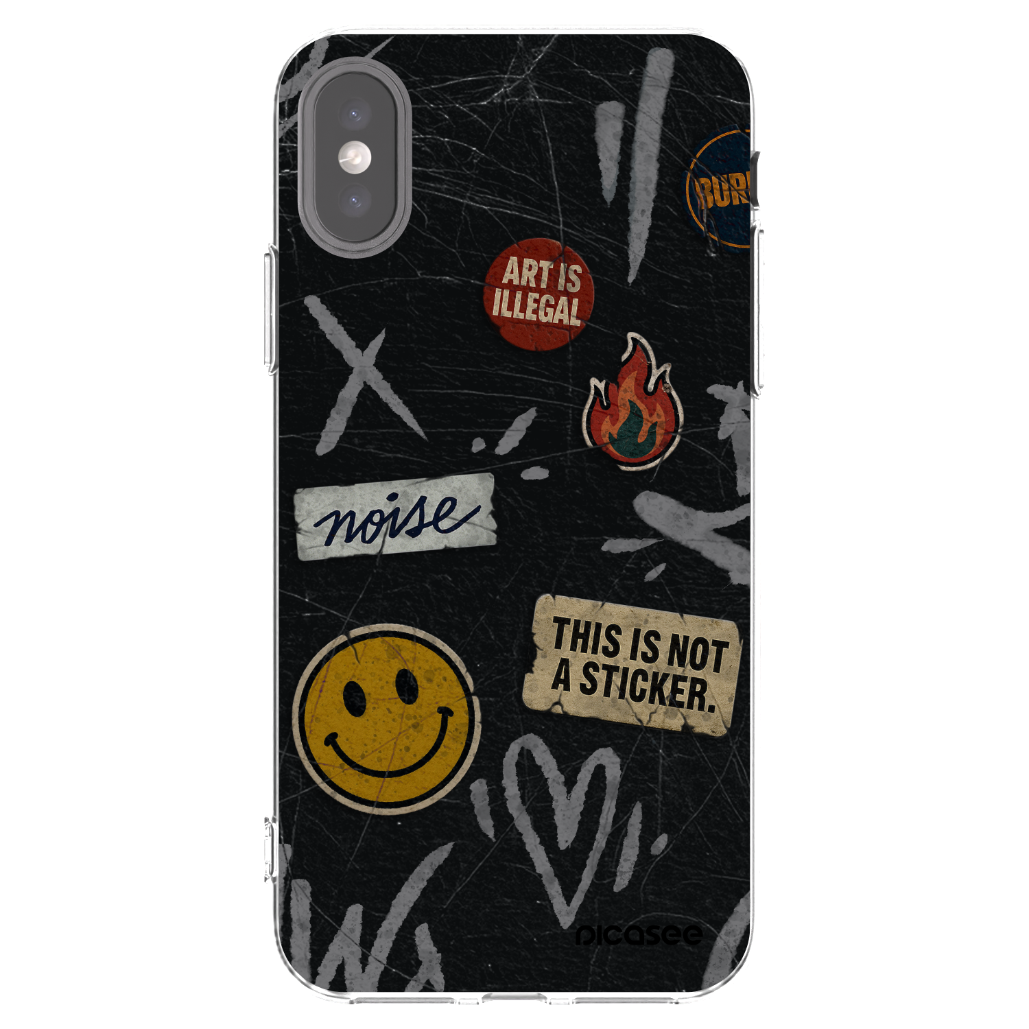 Picasee Apple iPhone X/XS Hülle - Transparentes Silikon - STICKERS x TAGS