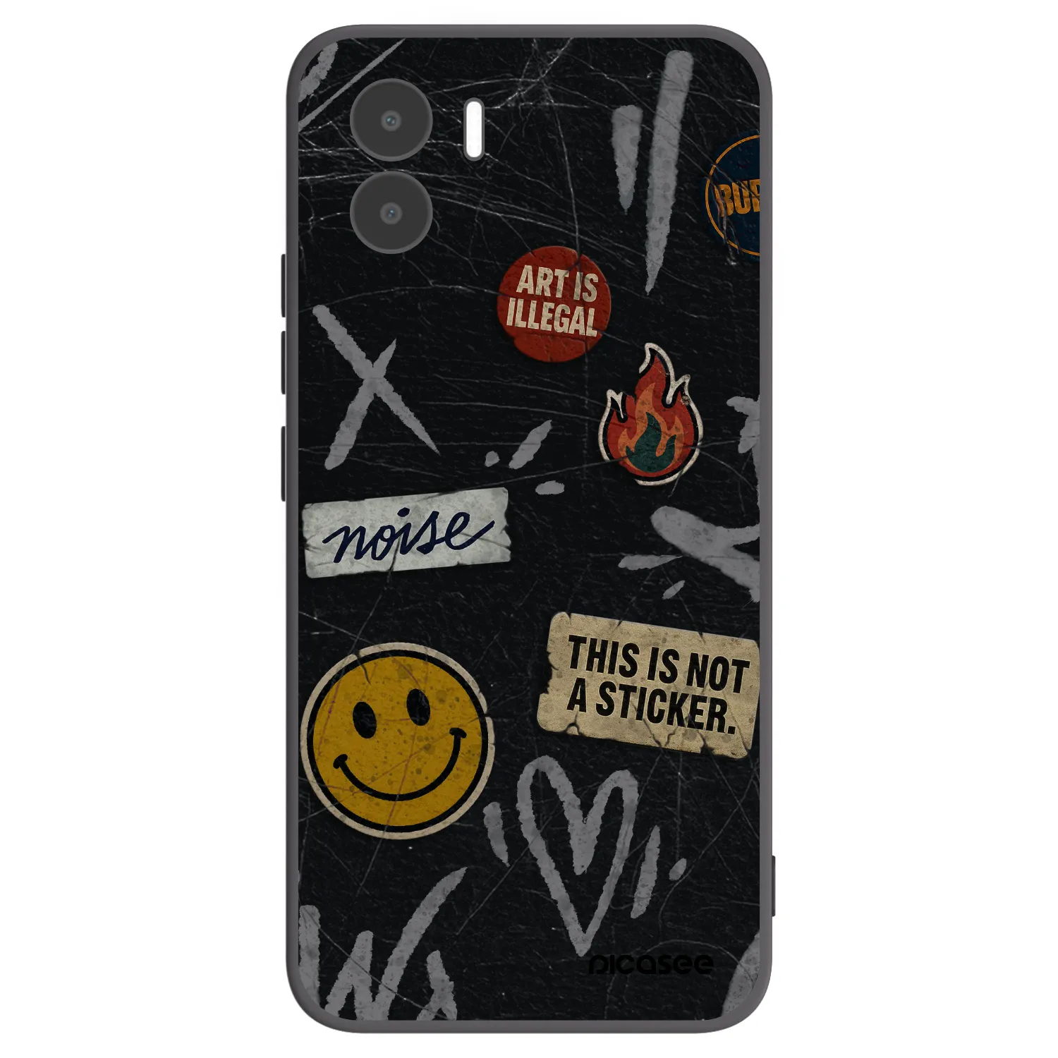 Picasee Xiaomi Redmi A1 Hülle - Schwarzes Silikon - STICKERS x TAGS