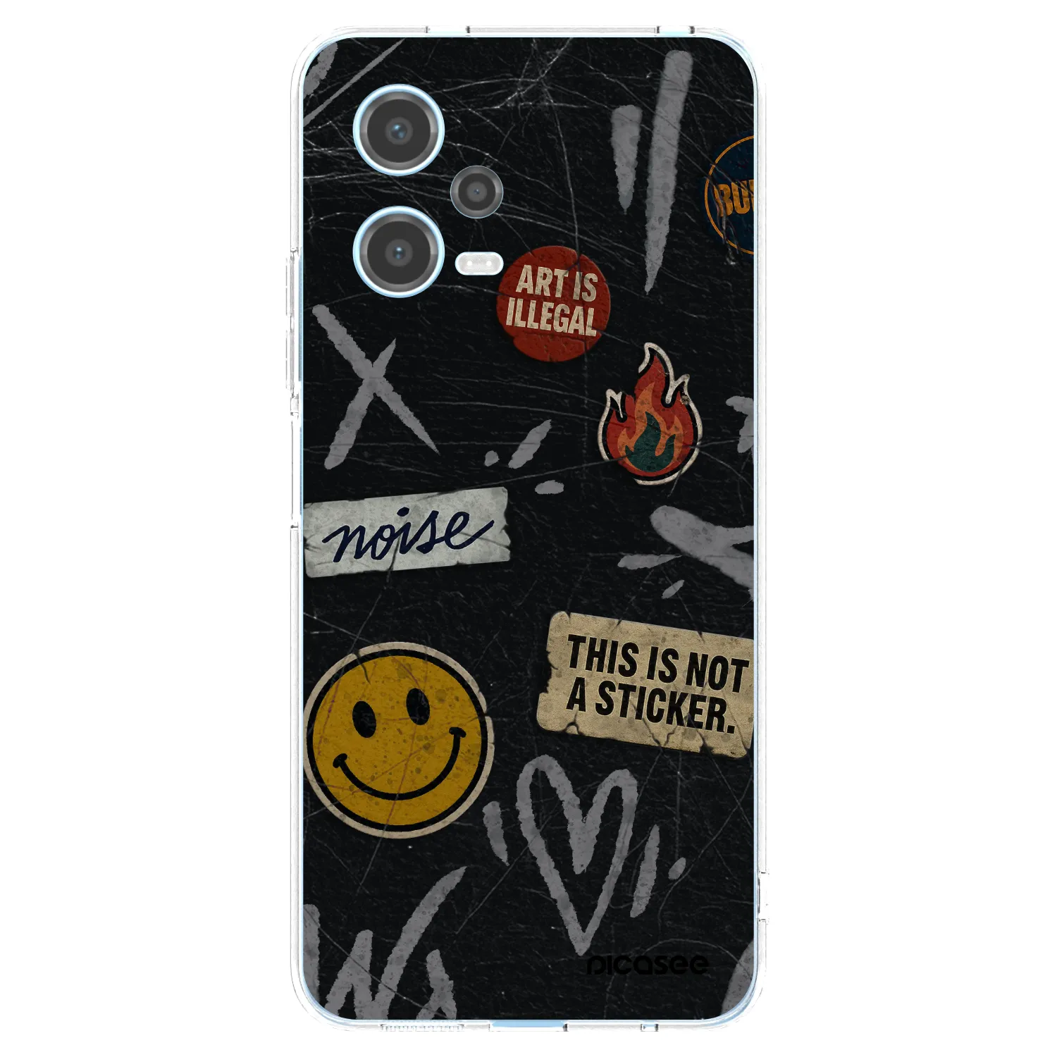 Picasee Xiaomi Redmi Note 12 5G Hülle - Transparentes Silikon - STICKERS x TAGS
