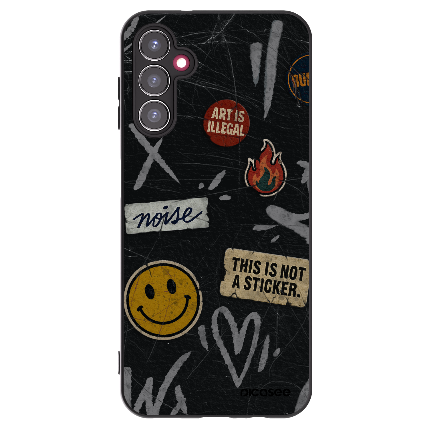 Picasee Samsung Galaxy A14 5G A146P Hülle - Schwarzes Silikon - STICKERS x TAGS