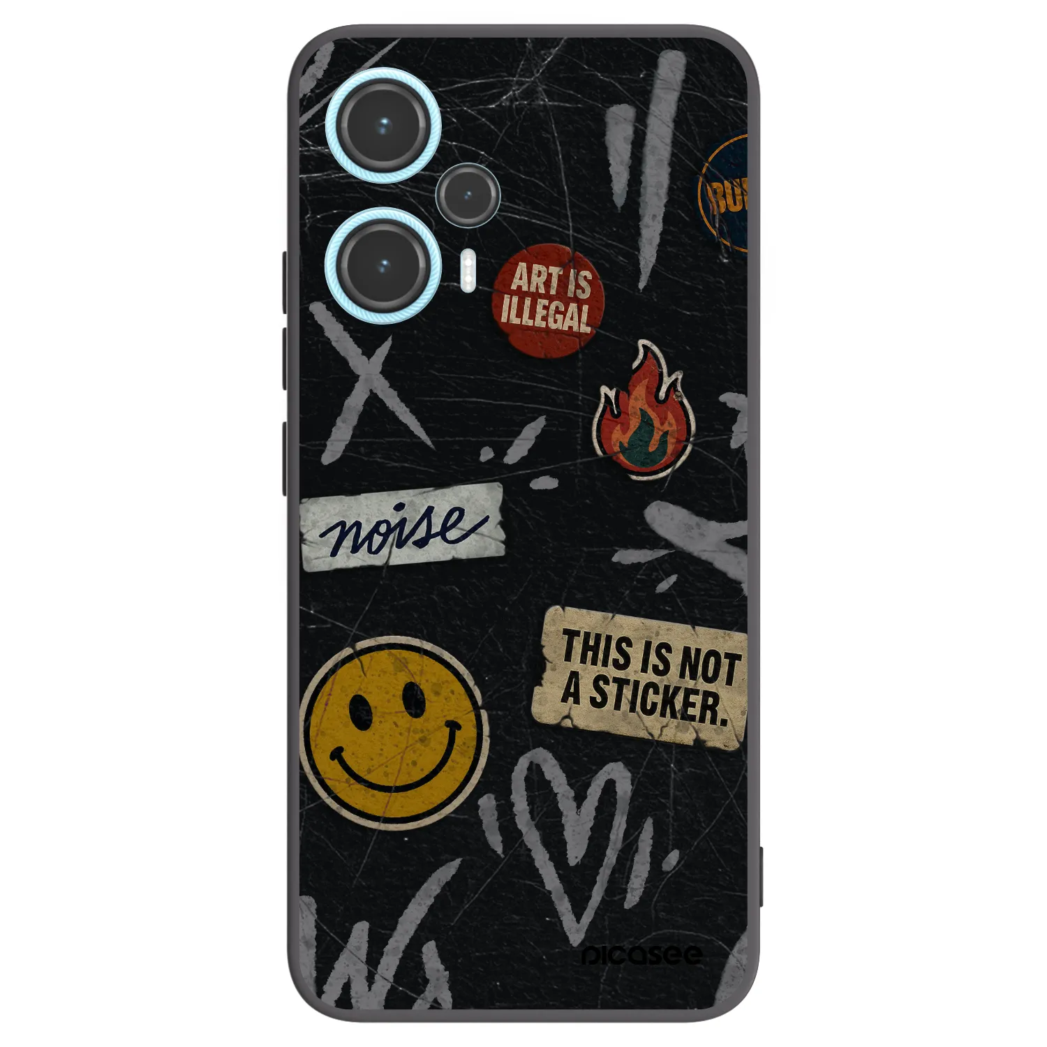 Picasee Xiaomi Poco F5 Hülle - Schwarzes Silikon - STICKERS x TAGS