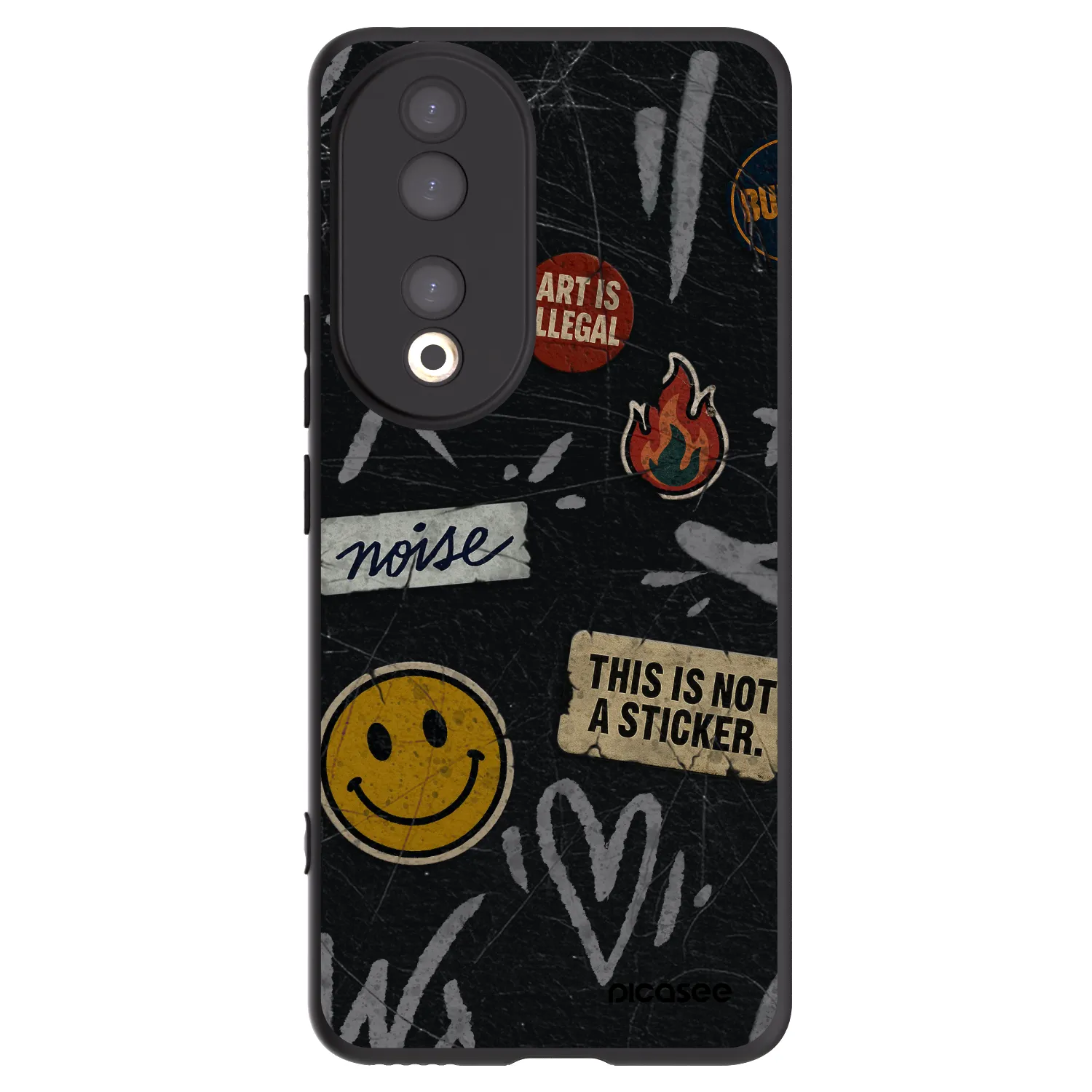 Picasee Honor 90 5G Hülle - Schwarzes Silikon - STICKERS x TAGS