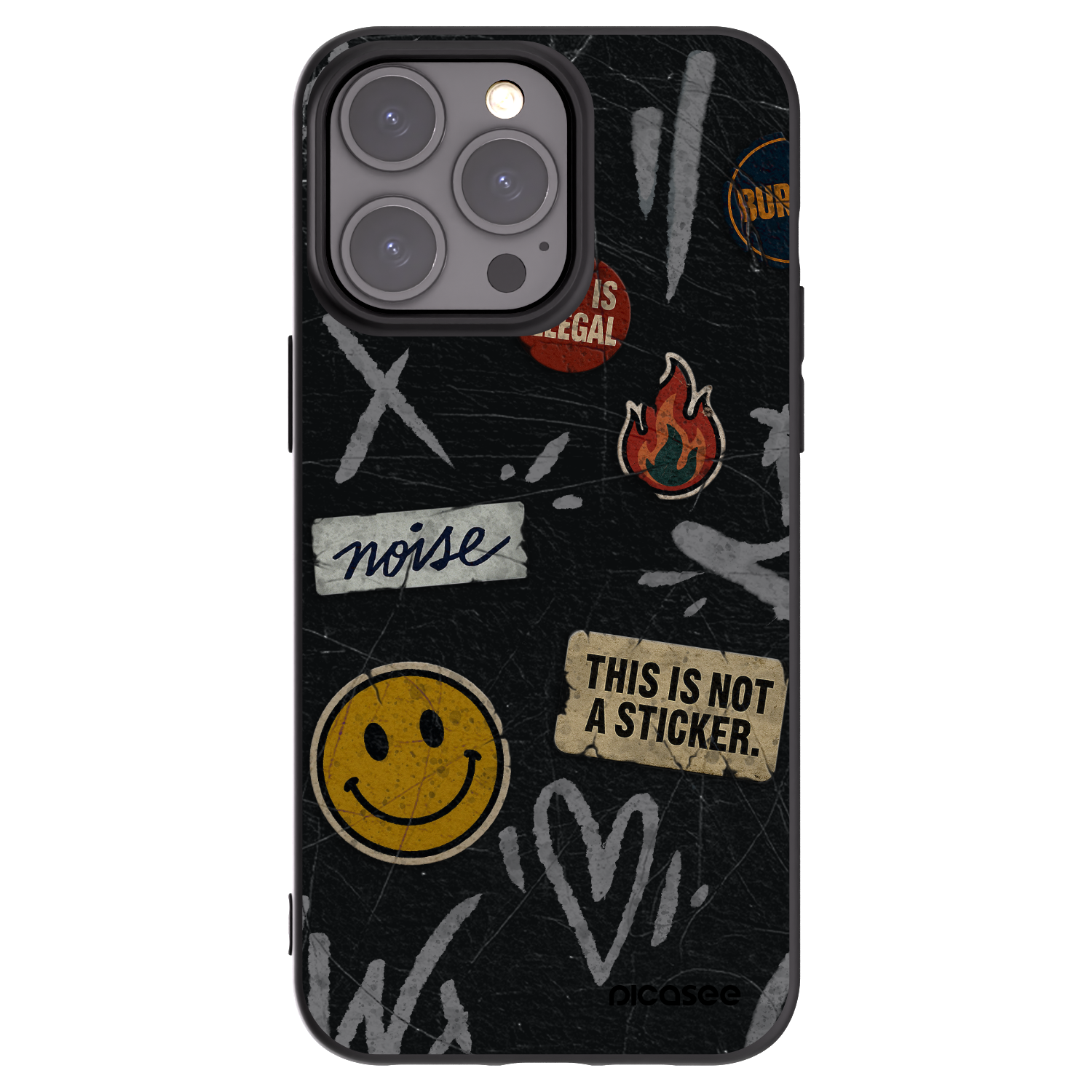 Picasee Apple iPhone 15 Pro Max Hülle - Schwarzes Silikon - STICKERS x TAGS