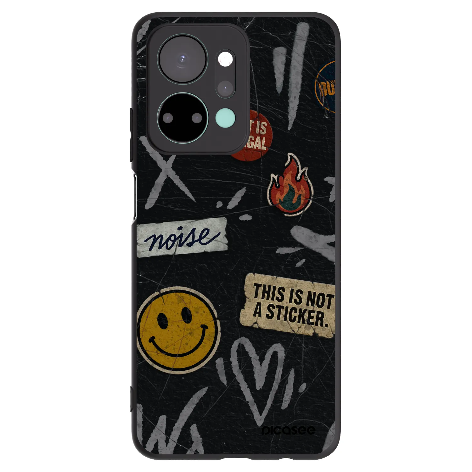 Picasee Honor X7a Hülle - Schwarzes Silikon - STICKERS x TAGS