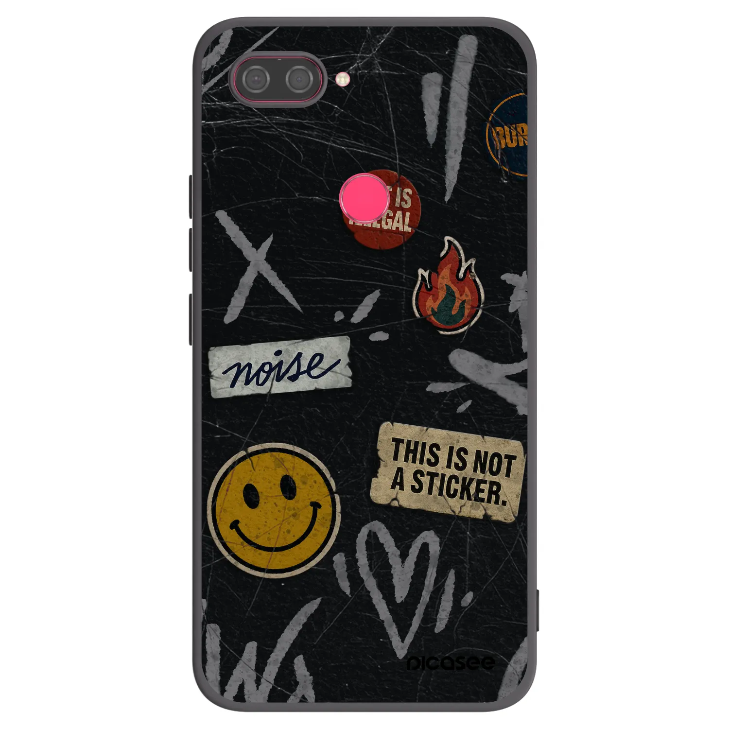 Picasee Xiaomi Mi 8 Lite Hülle - Schwarzes Silikon - STICKERS x TAGS