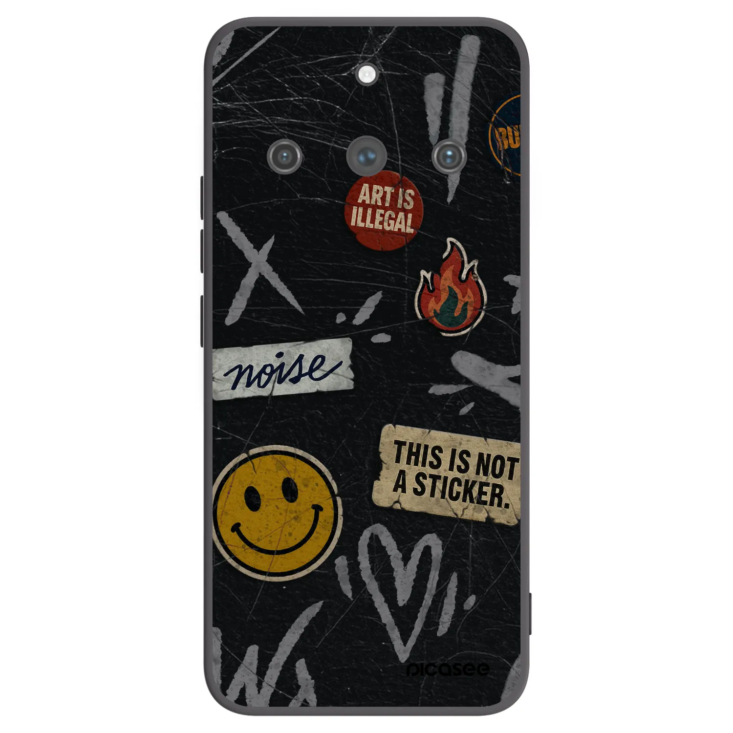 Picasee Realme 11 Pro+ Hülle - Schwarzes Silikon - STICKERS x TAGS