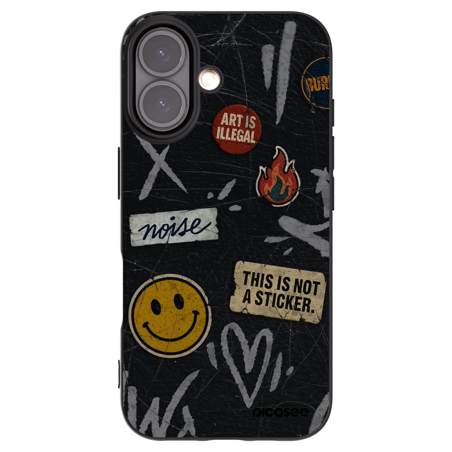 Picasee Apple iPhone 16 Hülle - Schwarzes Silikon - STICKERS x TAGS