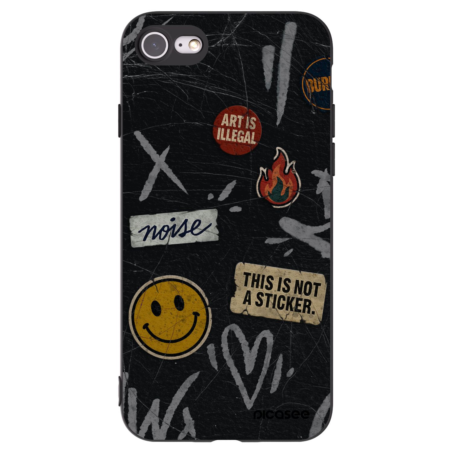 Picasee Apple iPhone 8 Hülle - Schwarzes Silikon - STICKERS x TAGS