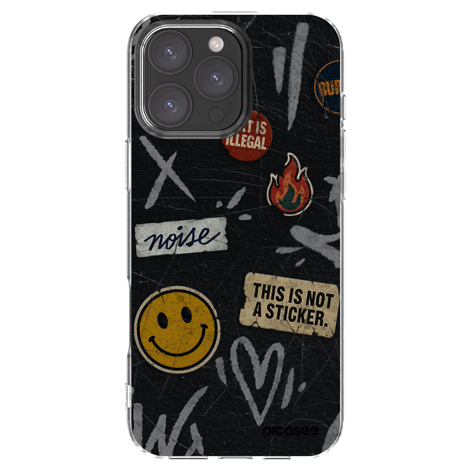 Picasee Apple iPhone 16 Pro Max Hülle - Transparentes Silikon - STICKERS x TAGS