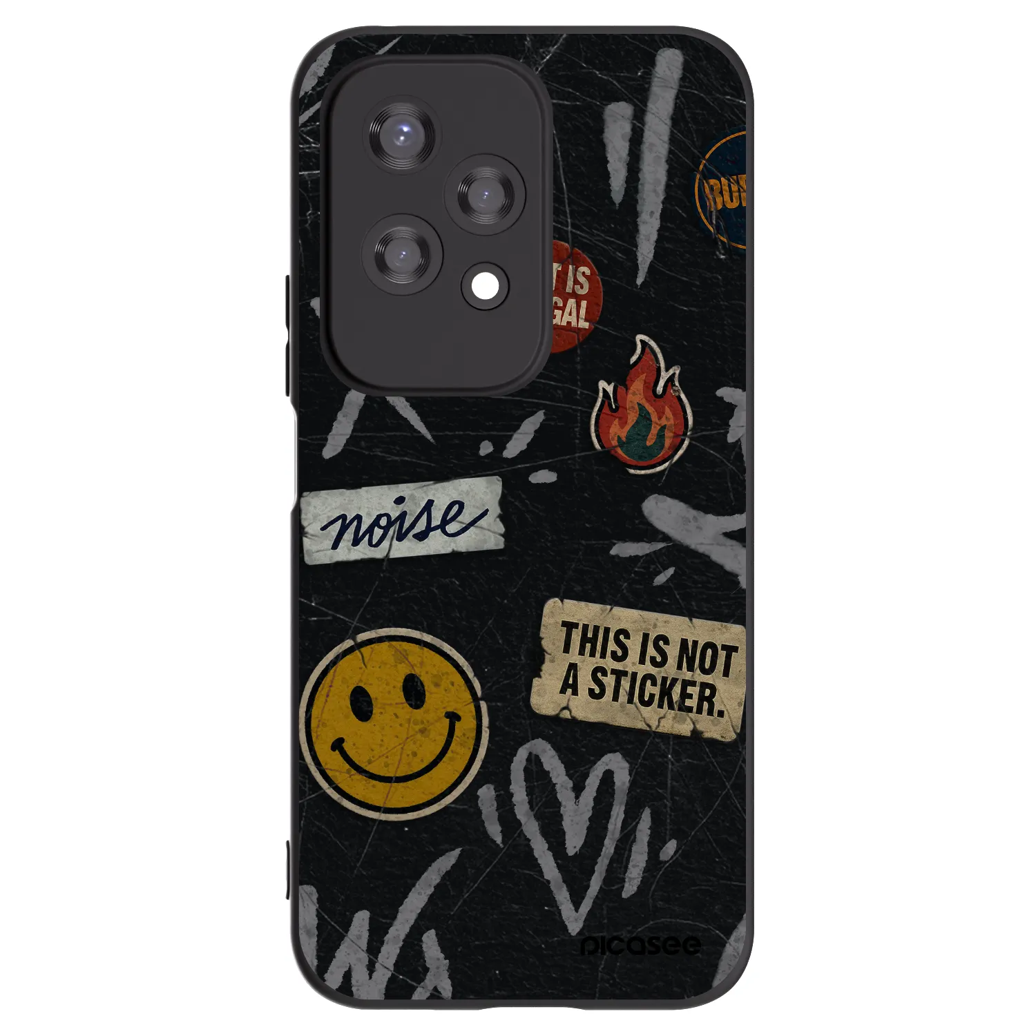 Picasee Honor 200 Lite Hülle - Schwarzes Silikon - STICKERS x TAGS