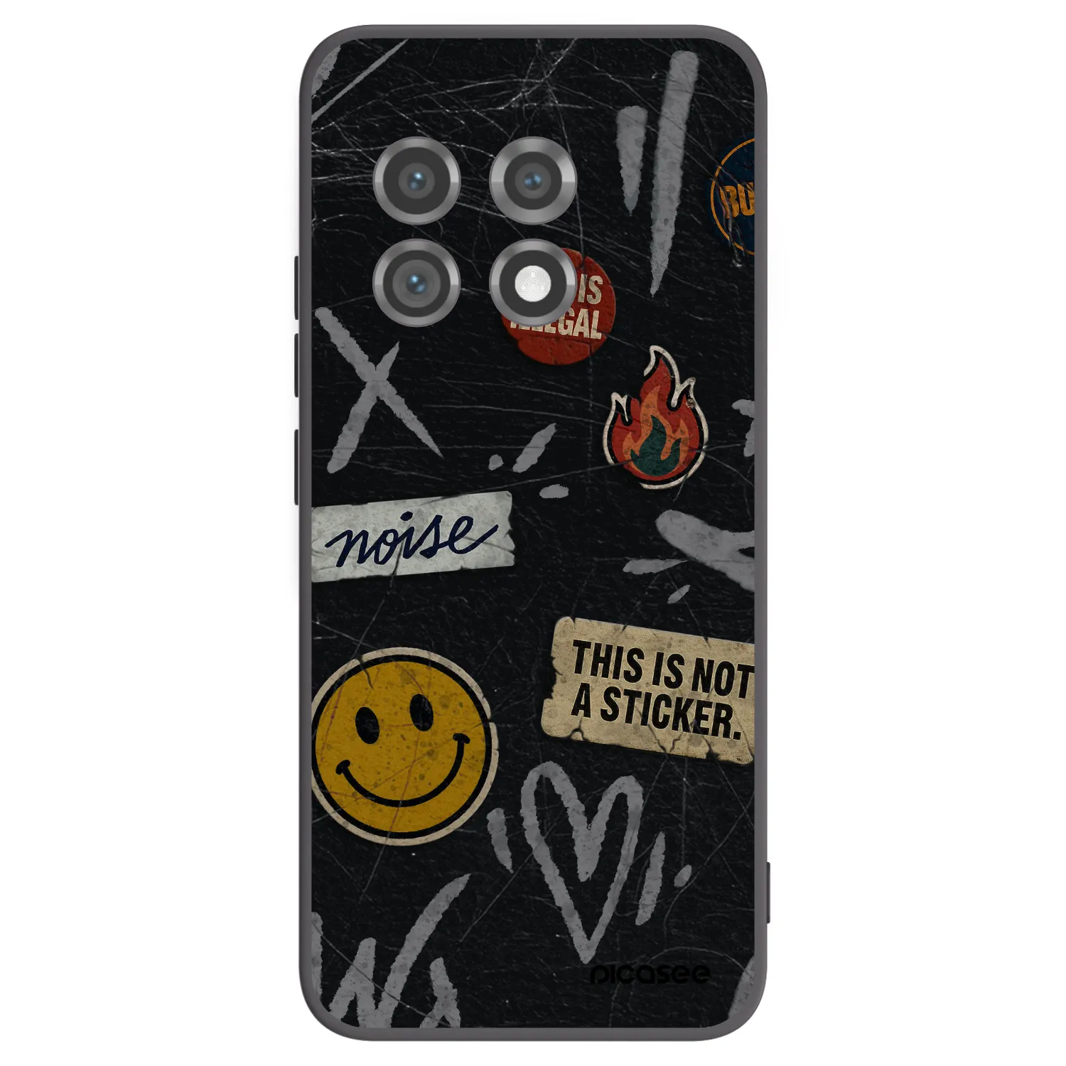 Picasee OnePlus 11 5G Hülle - Schwarzes Silikon - STICKERS x TAGS