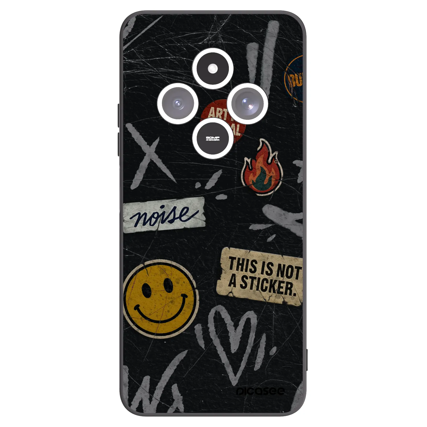Picasee Xiaomi Redmi 14C Hülle - Schwarzes Silikon - STICKERS x TAGS