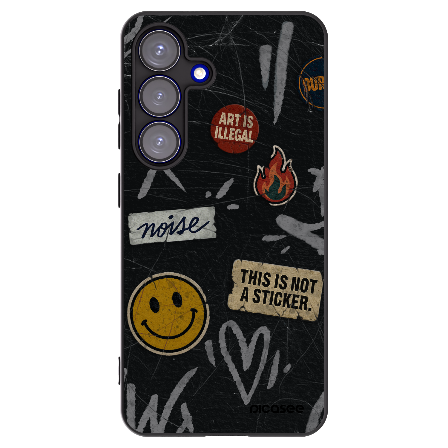 Picasee Samsung Galaxy S25 5G Hülle - Schwarzes Silikon - STICKERS x TAGS