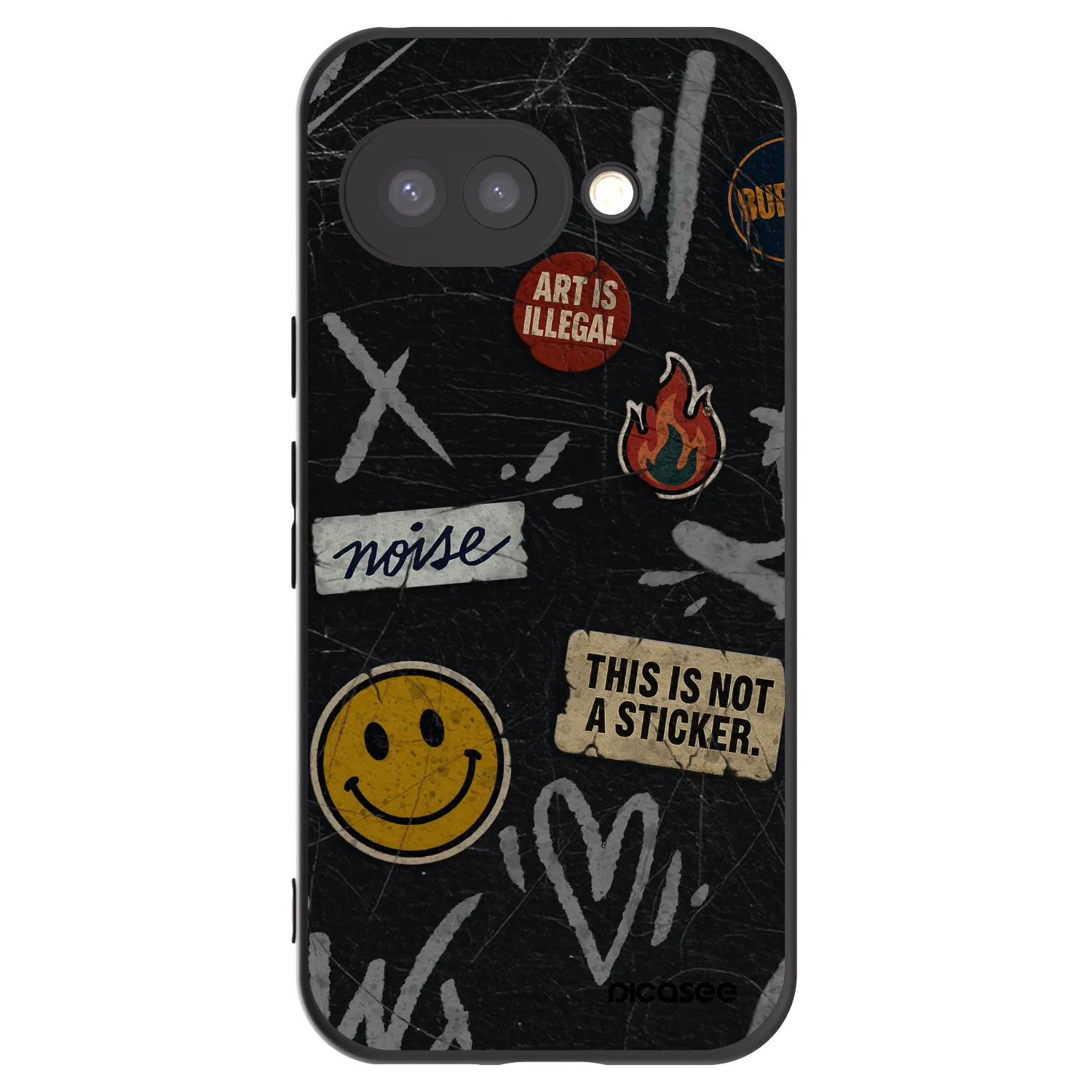 Picasee Google Pixel 9a Hülle - Schwarzes Silikon - STICKERS x TAGS