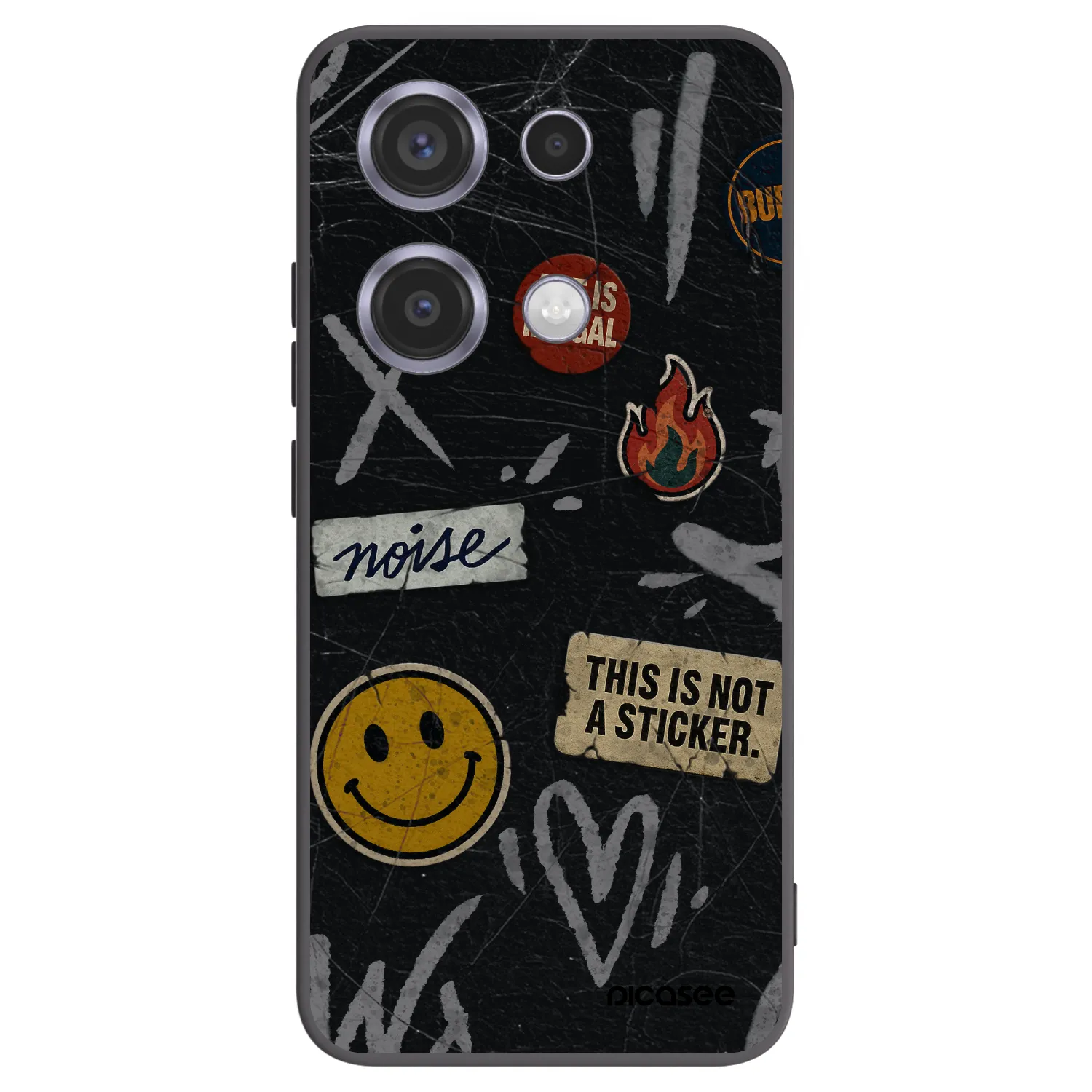 Picasee Xiaomi Redmi Note 14S Hülle - Schwarzes Silikon - STICKERS x TAGS
