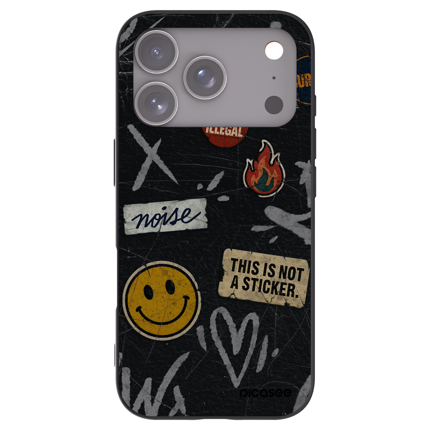 Picasee Apple iPhone 17 Pro Hülle - Schwarzes Silikon - STICKERS x TAGS